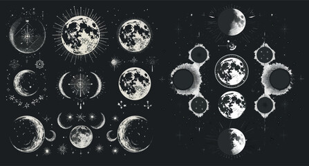 The mysterious moon phases. Mysterious moonlight activity stages