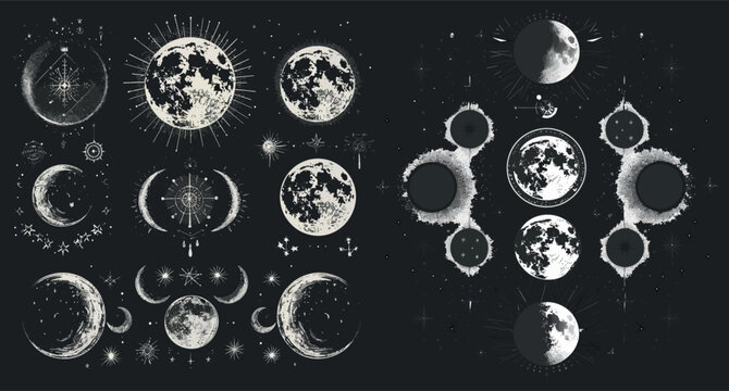 The mysterious moon phases. Mysterious moonlight activity stages