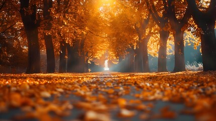 Captivating Autumn Alley Enchanting Nature s Golden Embrace