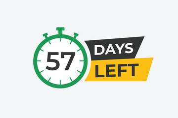 Fototapeta premium 57 days to go countdown template. 57 day Countdown left days banner design. 57 Days left countdown timer