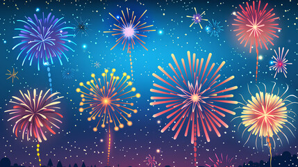 Naklejka premium beautiful fireworks celebration