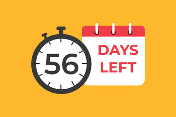 56 days to go countdown template. 56 day Countdown left days banner design. 56 Days left countdown timer
