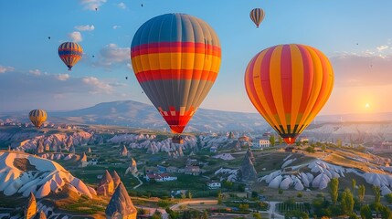 Colorful Hot Air Balloon Festival over the Enchanting Fairy Chimneys of Cappadocia Turkey