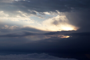 Dramatic cloudy sky as background.