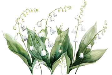 Delicate Watercolor Lily of the Valley: An Ode to Nature's Feminine Grace