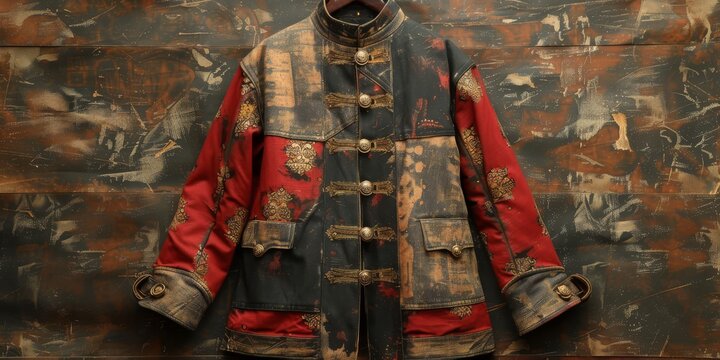 Spectacular circus ringmaster jacket with coattails that sprout plumes of wispy aerial silks 