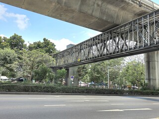 Floating bridge for people across the road 004
