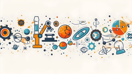 Doodle Design Promoting Vibrant STEM Education Showcasing Modern Innovation and Technology