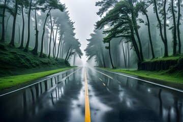 a rainy road