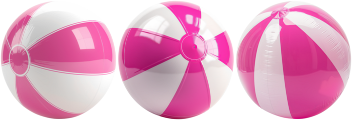 set of pink Inflatable swimming beach volleyball balls, cut out