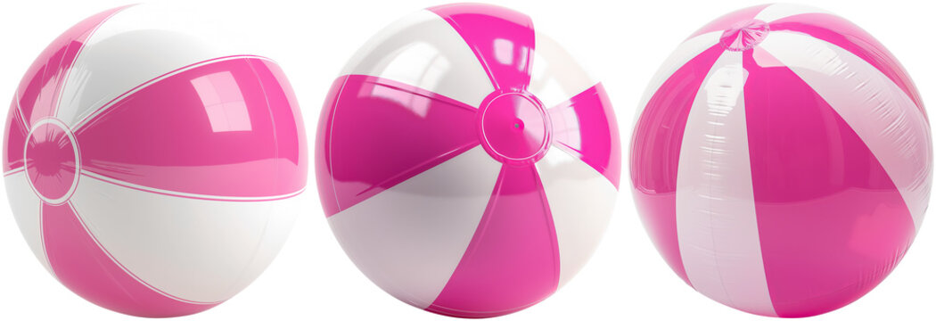 set of pink Inflatable swimming beach volleyball balls, cut out