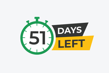 51 days to go countdown template. 51 day Countdown left days banner design. 51 Days left countdown timer