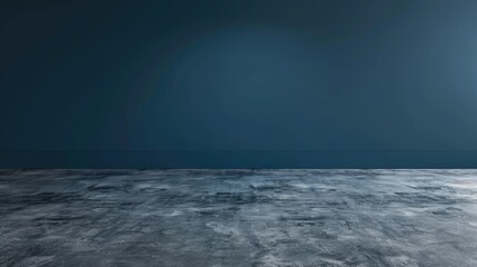 Fototapeta premium Empty room with concrete floor and blue wall.