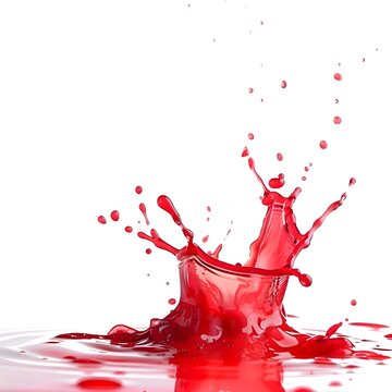 Splash and splash ketchup isolated, Red paint splash Tomato strawbery or red juice splashing Ketchup splash on isolated white background

