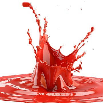 Photo red paint splash strawbery red juice splashing ketchup splash on white
