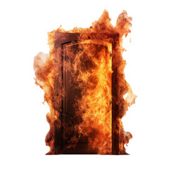 wooden door on fire
