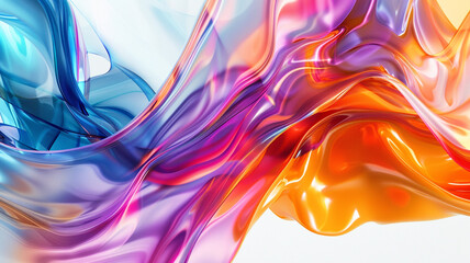  Vibrant hues swirl together in a mesmerizing dance on a multicolor abstract glass background set against a pure white canvas
