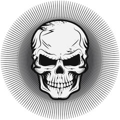 strahlender Schädel,Skull,Totenkopf Schwarz Weiß Zeichnung