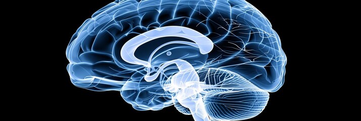 Enhanced brain x ray image revealing neural pathways for advanced neurology research