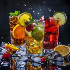 glasses of fruity drinks with lemons