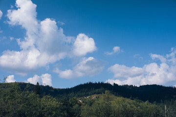 Wooden hotel in Carpathian mountains. Location: Zakarpattya region, Ukraine