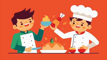 Two brothers in the midst of a friendly culinary battle challenging each other to create the ultimate dish using only gourmet ingredients and their.