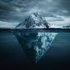 Tip of the iceberg.. Hidden Danger And Global Warming Concept