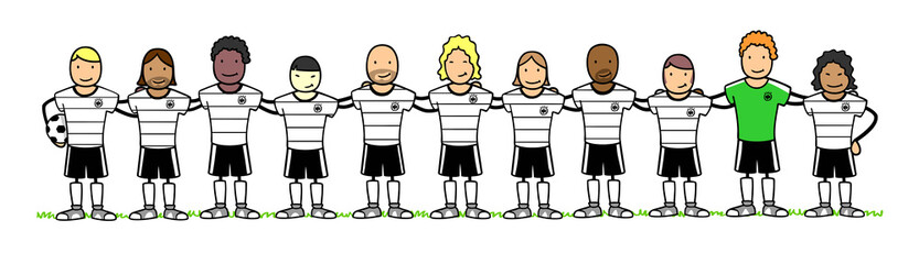 German football team lineup illustration showing diverse players