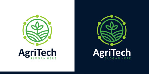 Farm Logo design with technology data connection design graphic symbol icon vector