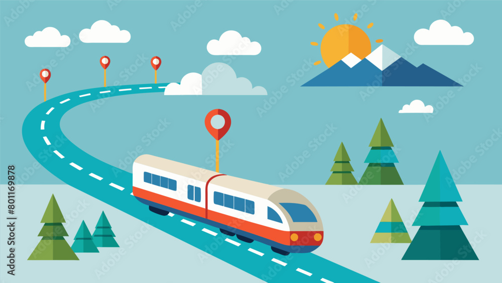 Poster a train chugging along tracks with each stop signaling a therapy session and the end of the line sig