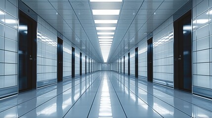 Obraz premium Dark, Beautiful, white, Empty building, clean hallways. Generative AI.