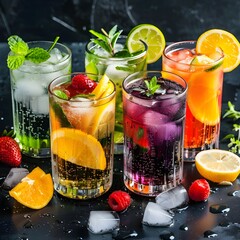 summer cocktail with fresh fruits