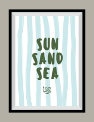 Minimal hand drawn vector dolce vita illustration with aesthetic quote in a poster frame. Matisse style illustrations.