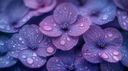 A close-up photograph of purple petals of a flower with water droplets on them.
