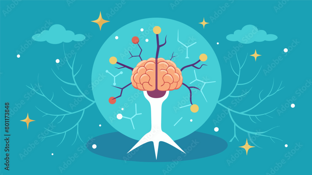 Poster an illustration of a dead zone in the brain where nerve cells have died but are being regenerated by