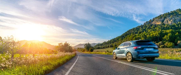 rental car in spain mountain landscape road at sunset © AA+W