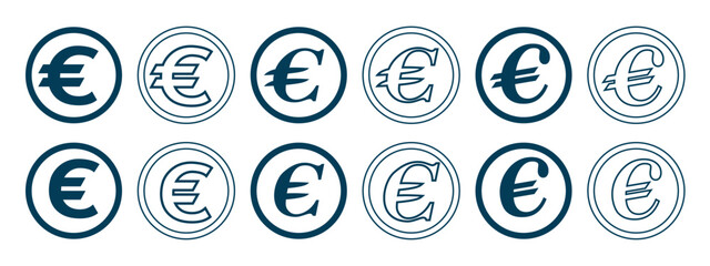 Euro currency icon set, design can be used for business needs and can be edited as desired. vector eps 10.