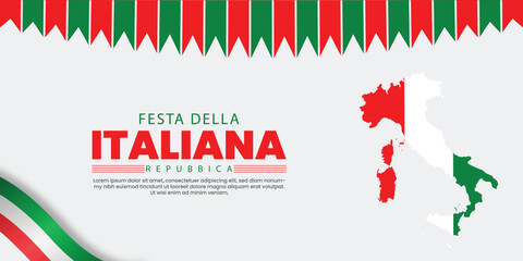 festa della italiana repubblica wishing background  with  flag and typography, italy map vector file