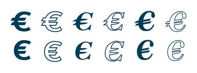 Euro currency icon set, design can be used for business needs and can be edited as desired. vector eps 10.
