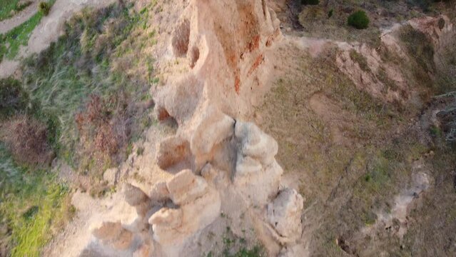 Aerial video of sand structure pyramids near city Foca in Bosnia and Herzegovina