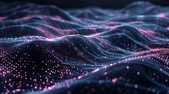 Abstract data technology background: connecting dots and lines in 3d rendering (4k)