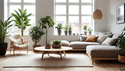 Modern Living Room with Natural Light and Plants