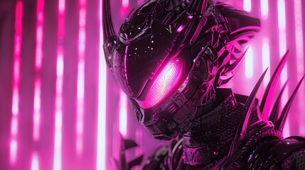 Obraz premium View of female alien monster cyborg robot with cyberpunk modern technology AI generated image