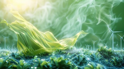 Green energy background. Generative AI.