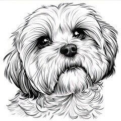 Havanese dog drawing Coloring book page