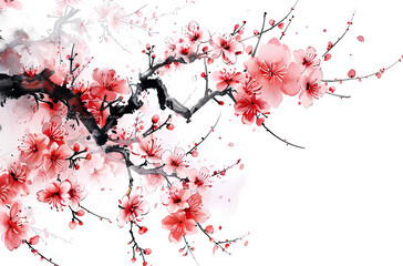 Plum blossom, plant, branch, Chinese style, illustration