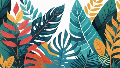 flat tropical leaves background for presentation