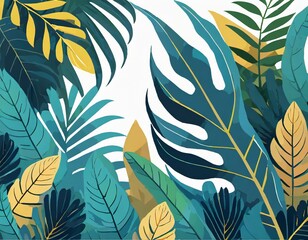 flat tropical leaves background for presentation