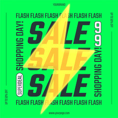 9.9 FLASH SALE banner. Shopping Day! Super deal offer for websites or social media advertising. Vector illustration.