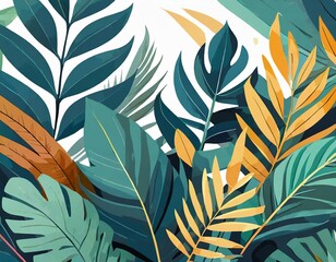 flat tropical leaves background for presentation